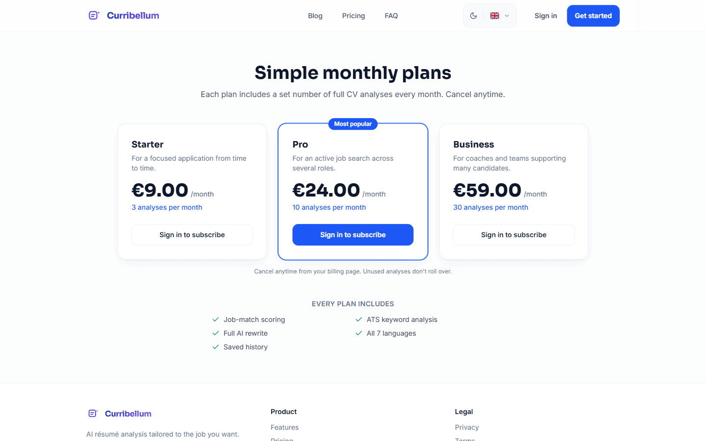 Same features on every plan. Only the allowance changes.