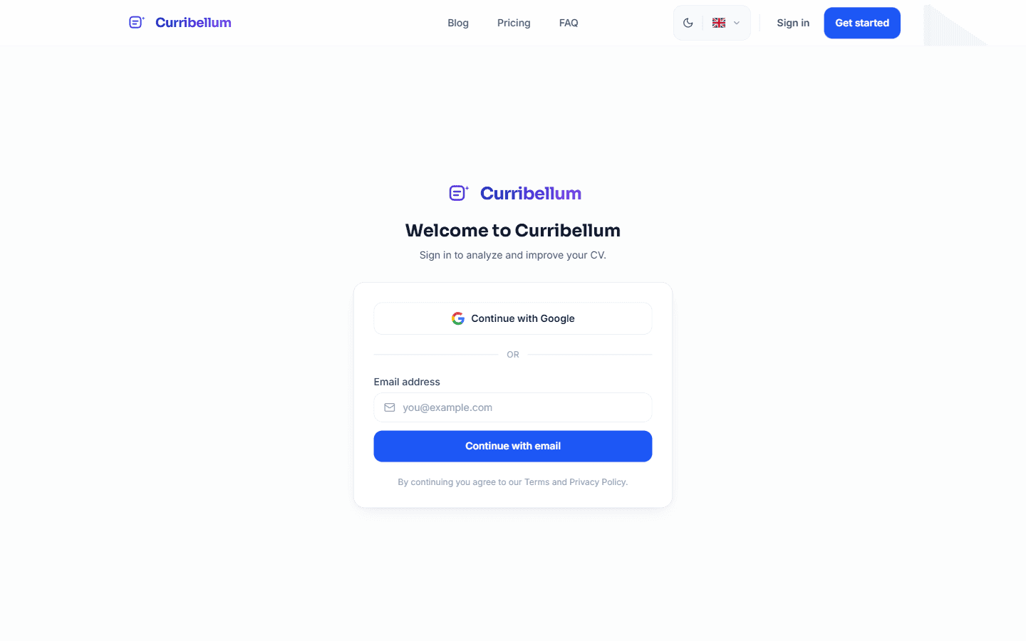 Sign in with Google or your email.